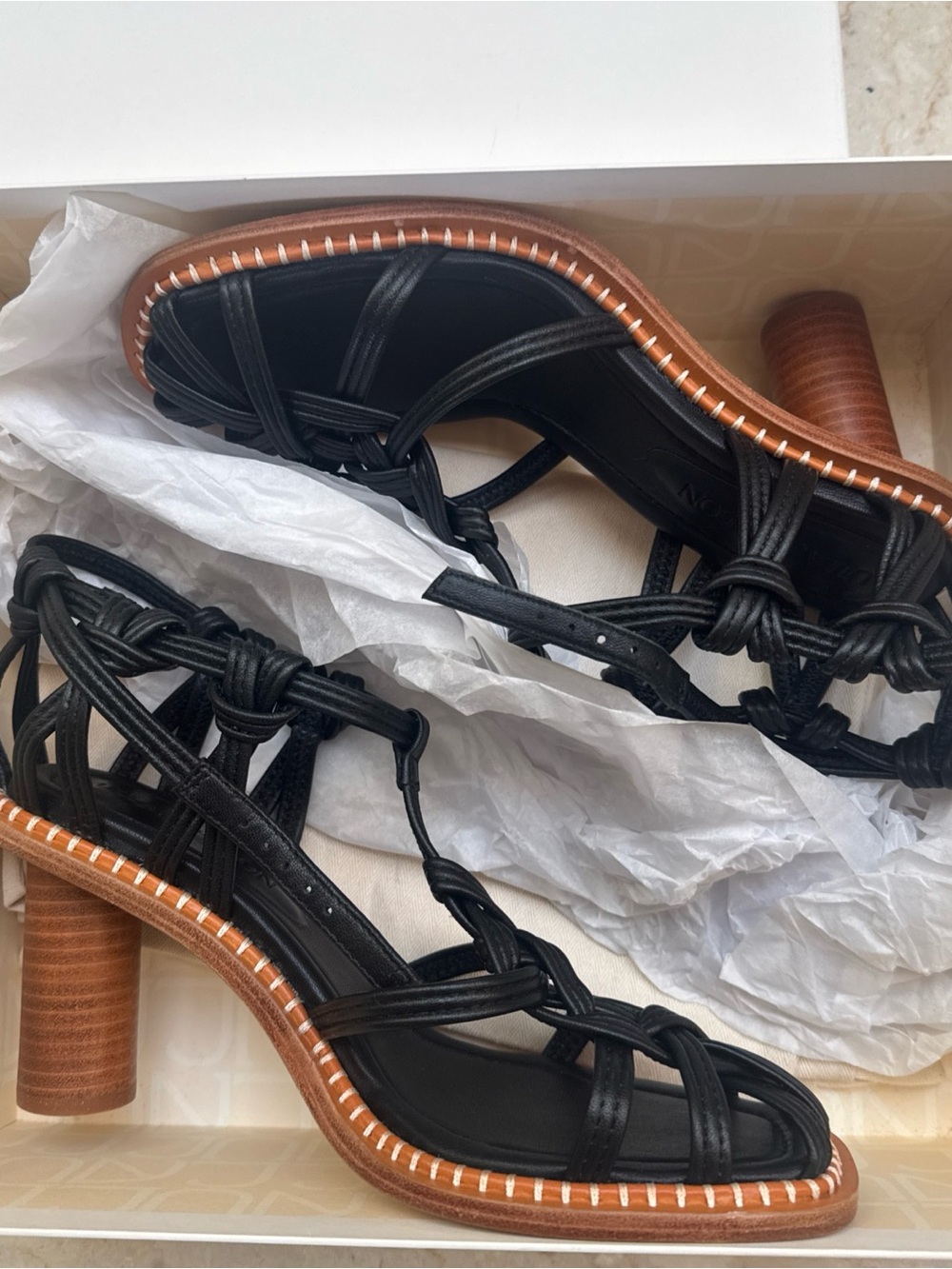 Ulla Johnson TULA Leather Knotted Sandals - Picture 2 of 4